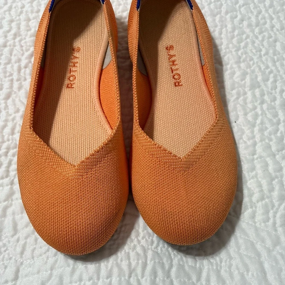 EUC Rothy's Round Toe Flats Tangerine Slip On Shoes Size 8.5